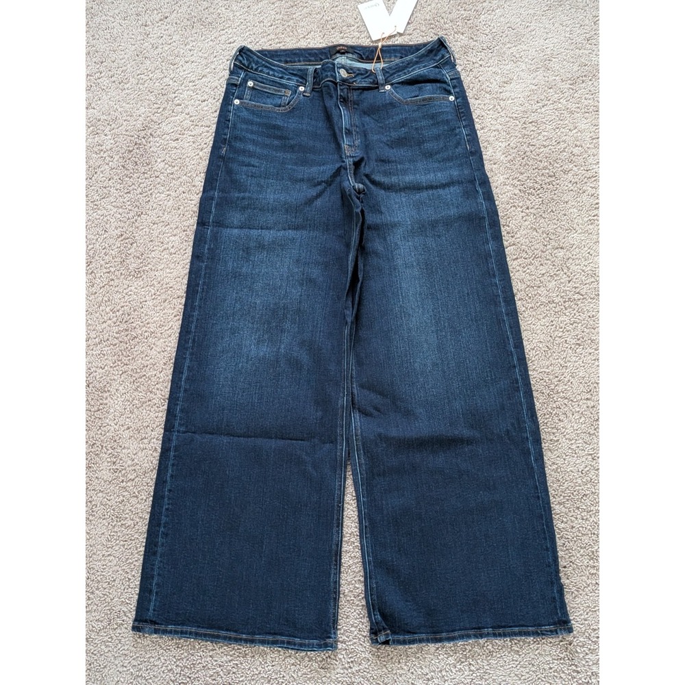 Quince Luna Wide Leg Jeans Womens 32X30 Midnight Blue NWT Preppy Designer
